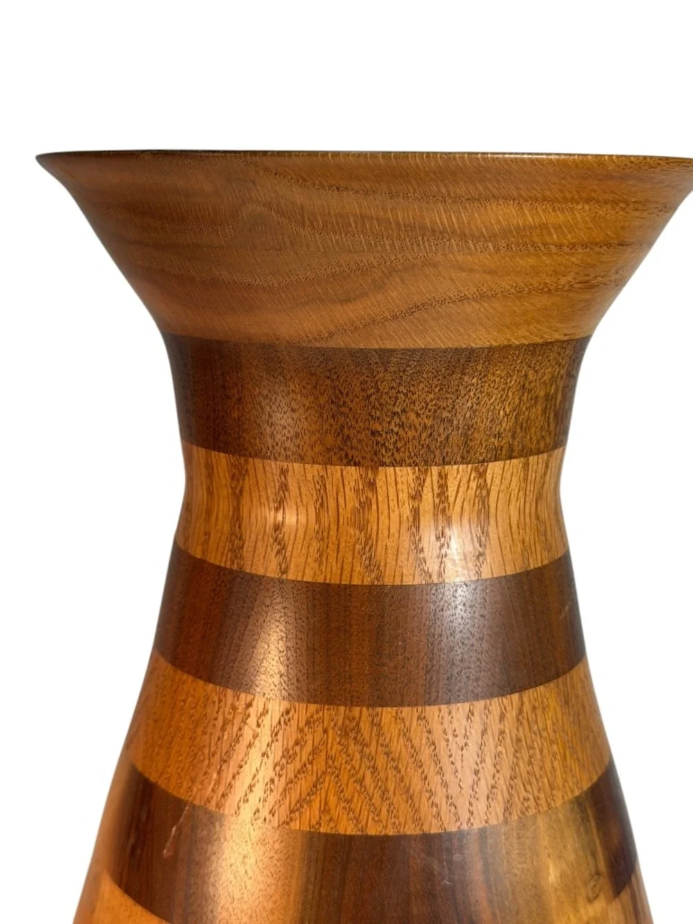 Tall Hand Crafted Inlaid Wooden Vase 17
